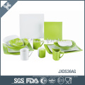 36PCS Color Mixing Porcelain Dinner Set, Square shape, colored dinner set